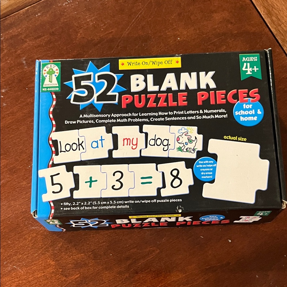 52 Blank Puzzle Pieces for Kids - Write On/Wipe Off Agea 4+ multi sensory